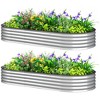 Outsunny 2PCS Galvanized Raised Garden Bed, 7' x 3' x 1' Raised Beds for Gardening with Metal Plant Stakes - 4 of 4