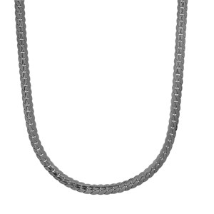 Steeltime Men's stainless steel curb cuban link flat necklace. Color Options: Silver, Gold, Black - 1 of 4