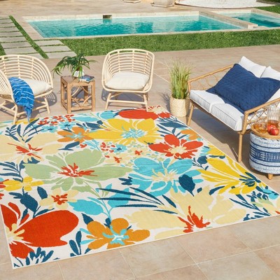 Jona Nelisa Bright Multicolor Floral 5' x 7' Synthetic Rug