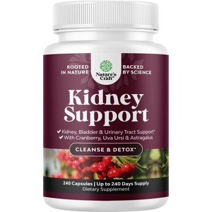 Kidney Support Supplement, Kidney Cleanse, Detox & Repair Capsule, Supports Urinary Tract Health & Bladder Cleanse, Nature's Craft, 240ct - 1 of 4