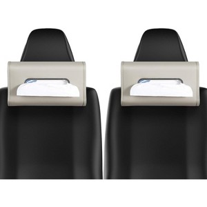 PU Leather Car Tissue Holders, Extra Large Rectangle Napkin Organizer for 100-150 Regular Tissues - 1 of 4