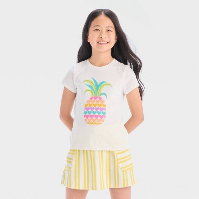 Girls' Short Sleeve Pineapple Graphic T-Shirt - Cat & Jack™ Cream
