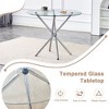 CAVINAS Modern Simple Dining Table with Ring-Shaped Gathered Silver Metal Legs, 36.6" Round Table with Circular Transparent Tempered Glass - 4 of 4