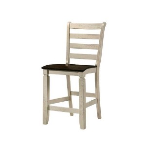 18" Tasnim Accent Chair Oak/Antique White - Acme Furniture: Slatted Back, Counter Height - 1 of 3
