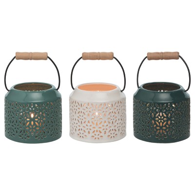 Transpac Ceramic Cut Through Coastal Lantern Set of 3 Spring Home Decorations