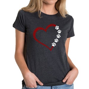 LA Pop Art Meow Heart - Women's Premium Blend Word Art T-Shirt - 1 of 4