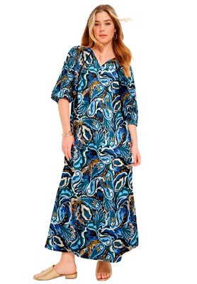 June + Vie By Roaman's Women's Plus Size Halcion Boho Maxi Dress - 30/ ...