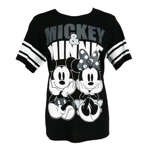 Disney Women's  Mickey and Minnie Mouse Jersey Tee - 1 of 4