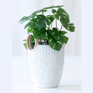 Shiraleah White Decorative Avila Vase with Round Handles - 1 of 4