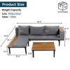 3-Piece Outdoor Acacia Wood Patio Furniture Set with Removable Cushions, Coffee Table & Side Table, L-Shaped Sectional Sofa Gray/Beige - ModernLuxe - 4 of 4