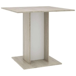 vidaXL Dining Table White and Sonoma Oak 31.5"x31.5"x29.5" Chipboard - 1 of 4