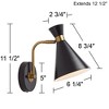 360 Lighting Venice Modern Wall Lamps Set of 2 with Smart Sockets Matte Black Brass Plug-In 6 1/4" Fixture Adjustable Shades for Bedroom - 4 of 4