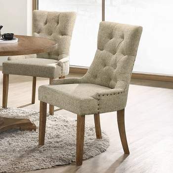 22" Yotam Accent Chair Beige Fabric/Salvaged Oak Finish - Acme Furniture