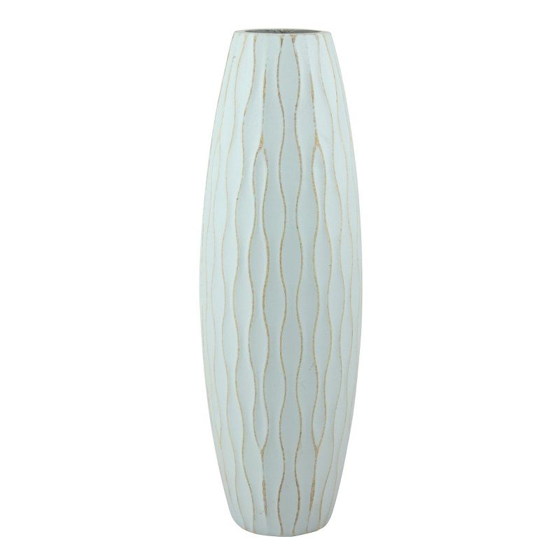 Medium Decorative Textured Wood Vase Pale Blue - Stonebriar Collection, 3 of 8