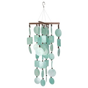 Woodstock Windchimes Aqua Capiz with Wood Beads  Wind Chimes For Outside  Wind Chimes For Garden  Patio  and Outdoor DÃƒÂ©cor  22"L - 1 of 4