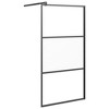 vidaXL Walk-in Shower Wall 39.4"x76.8" Half Frosted ESG Glass Black - 2 of 4