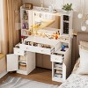 PAKASEPT Makeup Vanity Desk, Dressing Table with Lights & Power Outlet, 2 RGB Glass Cabinet, 2 Wood Cabinet and 3 Drawers - 3 of 4