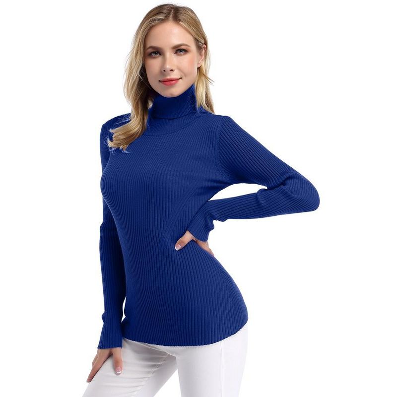 Whizmax Women Stretchable Mock Turtleneck Knit Long Sleeve Slim Fit Sweater, 5 of 7
