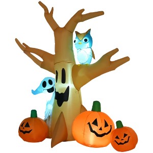 Gulches 7.5' Tall Halloween Inflatable Haunted Tree with Owl/Ghost/Pumpkins, Outdoor LED Waterproof Decor? - 1 of 4