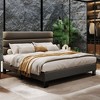 Full Size Bed Frame with Adjustable Headboard, Fabric Upholstered and Wooden Slats Support - 2 of 4