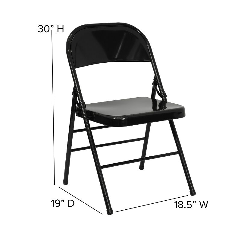 Emma and Oliver 2 Pack Home & Office Portable Party Events Steel Metal Folding Chair, 4 of 9