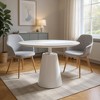 HomeRoots 36" White Wood and Metal Pedestal Base Round Top Dining Table - 2 of 4