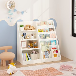 SeaCamel Kids 3-Tier Bookcase with 3 Collapsible Fabric Drawers - White/Gray Toy & Book Storage Organizer - 1 of 4