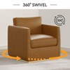 Vipbear Swivel Accent Chair, Velvet Swivel Bucket Chair, Wooden Base Swivel Club Chair, Upholstered Armchair, Reading Chair,Black/White/Beige/Brown - 3 of 4