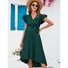 Women's Maternity Dress Wrap V Neck Ruffle Sleeveless Dress Casual Flowy Nursing Midi Dress with Belted for Babyshower Photoshop - 4 of 4