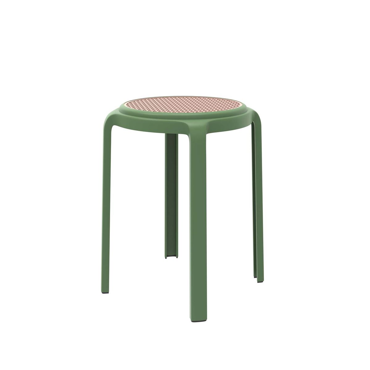LeisureMod Tresse Round Stackable Dining Stool with Wicker Top, Lightweight and Durable Design for Kitchen, Garden, Balcony, Cafe, Terrace, or Deck