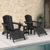 Outdoor 5-Piece Patio Conversation Set with 2 Folding Ottomans,Double-Tier End Side Table  and 2 Adjustable Plastic Patio Adirondack Chairs - 2 of 4