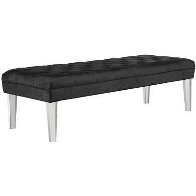 Abrosia Black Tufted Bench with Clear Acrylic Legs
