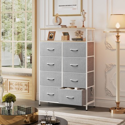 Fabric Dresser 8 Drawers, Tall Storage Chest Tower for Bedroom, Closet, Living Room, Hallway, Space-Saving Organizer Unit