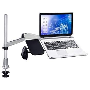 Mount-It! Full Motion Adjustable Height, Articulating, Tilting, Rotating, Desk Table Mount Stand w/ Vented Laptop, Mouse Pad and Holder, Grommet Base