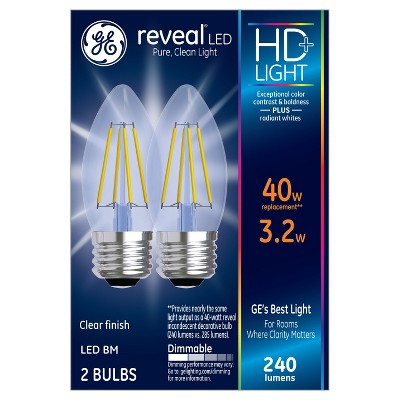 General Electric 2pk 40W BM LED Light Bulb Clear Finish