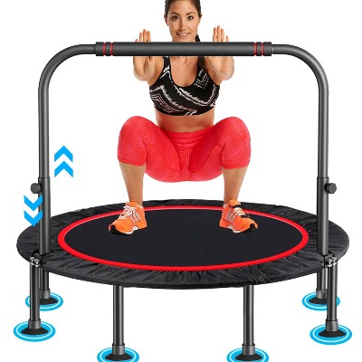 Musment 40" Foldable Mini Fitness Trampoline, Fitness Rebounder with Adjustable Foam Handle, Exercise Trampoline for Adults/kids, Max Load 450lbs