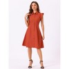Allegra K Women's Cotton Ruffled Cap Sleeve Tie Waist Button Casual Office Shirt Dress - 3 of 4