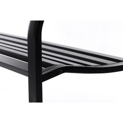 Black Steel Garden Bench with Cast Iron Frame, 52"