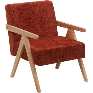 Nordlys Solid Wood and Velvet Lounge Chair Countryside Style Living Room - 1 of 4