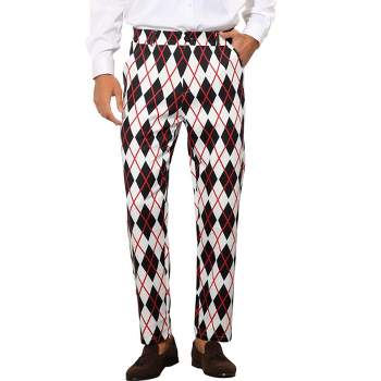 Lars Amadeus Men's Regular Fit Flat Front Colorful Printed Pants