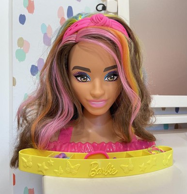 Barbie Totally Hair Styling Doll Head & 20+ Accessories, Color  Reveal & Color-Change Pieces, Curly Brown Neon Rainbow Hair : Everything  Else