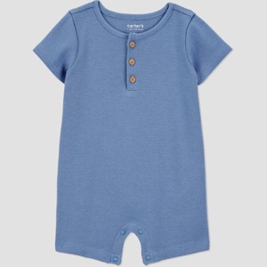 Carter's Just One You®️ Baby Boys' Solid Thermal Romper - Blue - 1 of 3