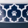 Bone Dry Ceramic Pet Single Bowl Lattice Paw Print, Nautical Blue, Small - 2 of 4