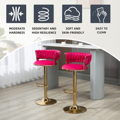 MOONMISS 2PC/SET Swivel Bar Stools Adjustable Counter Height Chairs with Footrest for Kitchen, Dining Room