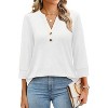 Women 3/4 Sleeve Shirts Notch V Neck Tops Casual Dressy Blouses Beach Vacation Tunic Tops - 3 of 4