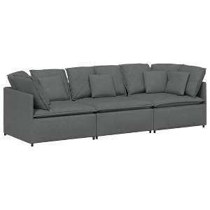 vidaXL Modular Fabric Sofa in Dark Gray - Durable Metal Frame Couch with Customizable Sections for Living Room/Lounge Seating Furniture - 1 of 4