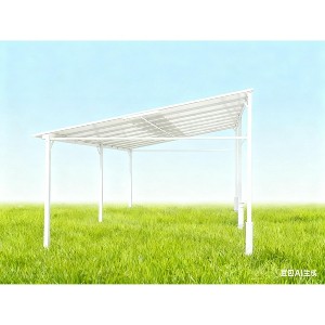 COZONY Wall-Mounted Lean-to Gazebo, Galvanized Steel Hardtop Canopy with Sliding Netting & Curtains - 1 of 4