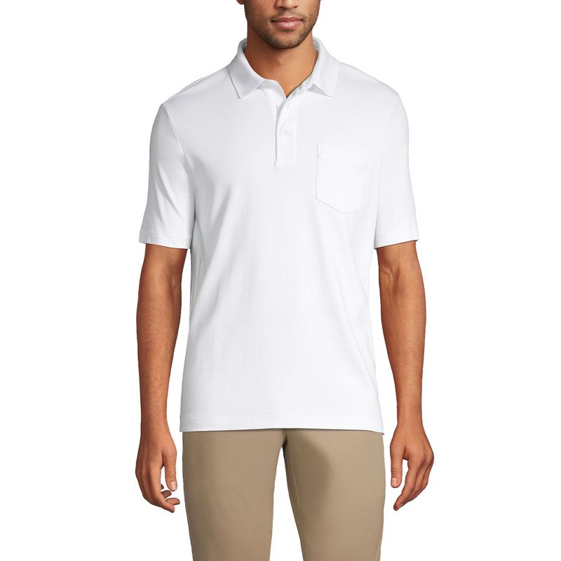 Lands' End Men's Short Sleeve Cotton Supima Polo Shirt with Pocket, 1 of 6