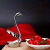 Attop 1pc Elegant Stainless Steel Swan-Shaped Cutlery Holder & Decorative Plate - Modern Novelty Design with Heart-Shaped Swan Neck & Spherical Base - 2 of 4