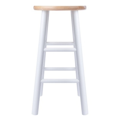 Winsome Huxton Natural & White Solid Wood Counter Stools, Set of 2